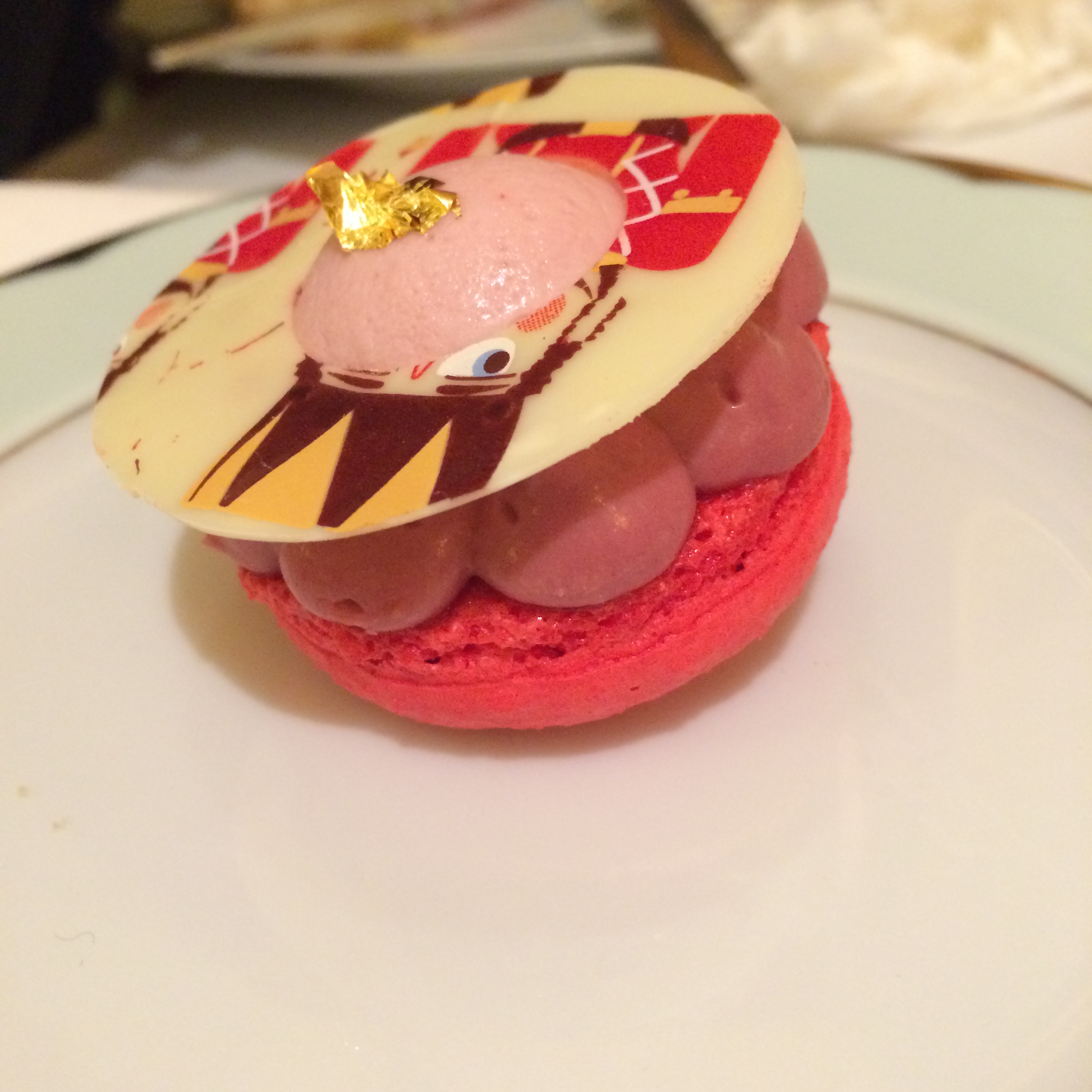 Pomegranate Macaroon with Raspberry Cream and White Chocolate Ring